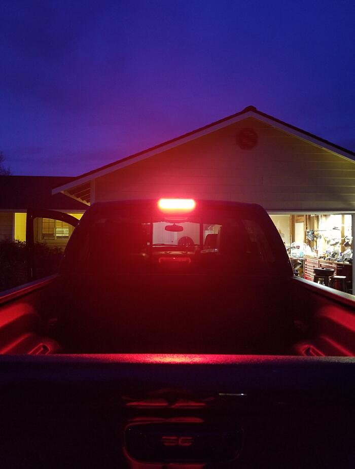 2006 Dodge Ram 1500  Installed Dark Red Lens F1 Style Strobe LED High Mount Third Brake/Clearance Light Assembly