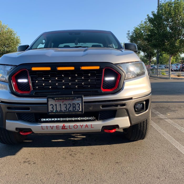 2020 Ford Ranger XLT Supercrew  Installed Front Grille Side Mount Xenon White LED Daylight Driving Light Kit