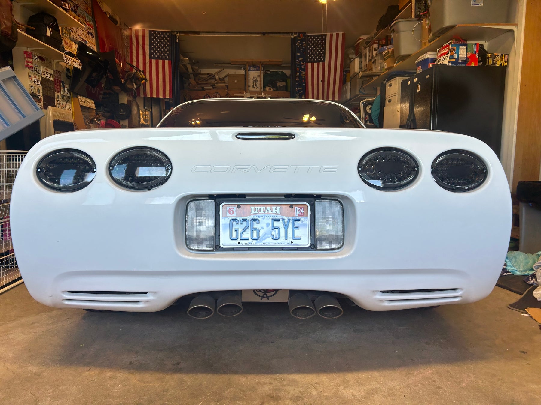 1998 Corvette  Installed 4pc Set Dark Smoked Lens w/Chrome Reflector Full LED Halo Vette Tail Lamp Assemblies w/Hyper Flash Bypass Harness