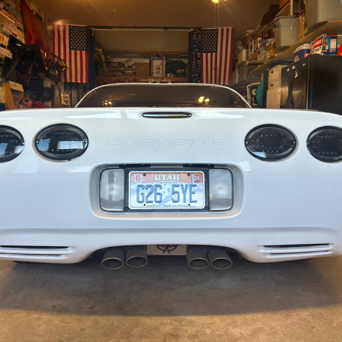 1998 Corvette  Installed 4pc Set Dark Smoked Lens w/Chrome Reflector Full LED Halo Vette Tail Lamp Assemblies w/Hyper Flash Bypass Harness