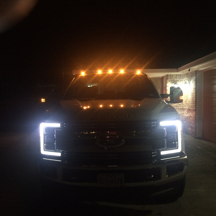 2017 Ford F250  Installed 5pc Set Smoked Lens Amber Yellow or Xenon White LED Cab Roof Clearance Lights