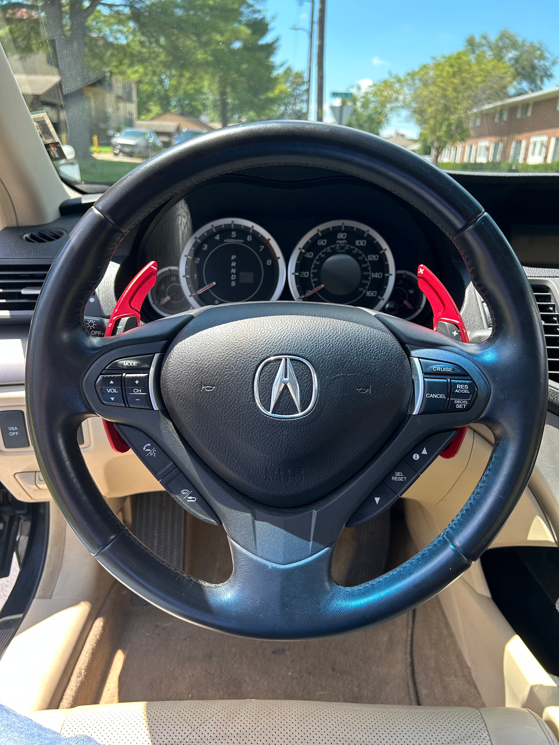 2010 acura tsx  Installed iJDMTOY Sports Red A-Spec Style Aluminum Steering Wheel Paddle Shifter Extension