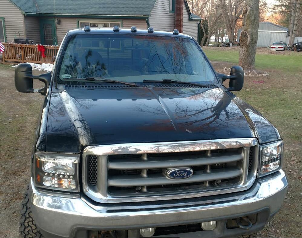 2000 Ford  F250 Installed 5pc Black Cab Smoked Lens Amber or White LED Rooftop Marker Lamps