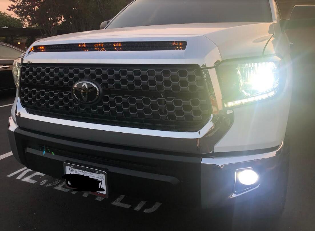 2020 Toyota Tundra  Installed 5-Bar/Section Xenon White Raptor Style 15-LED Hood Bulge Behind Grille Light Kit