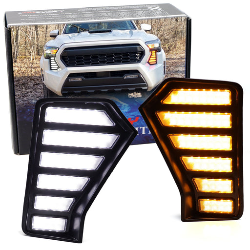 Below Headlight Fit Sequential Switchback LED DRL Lights For 2024+ Toyota Tacoma