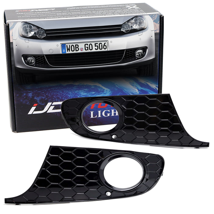 Euro Style Gloss Black LH RH Fog Opening Bezel Covers For VW 2010-14 MK6 Golf6