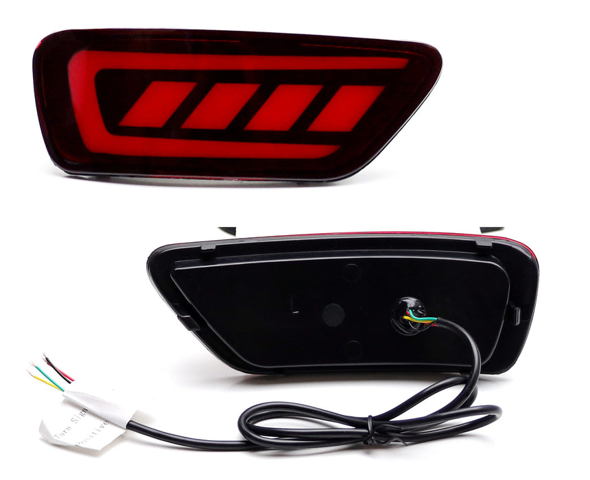 Dark Red Lens Full LED Rear Bumper Reflector Lights For Jeep WK2 Grand Cherokee