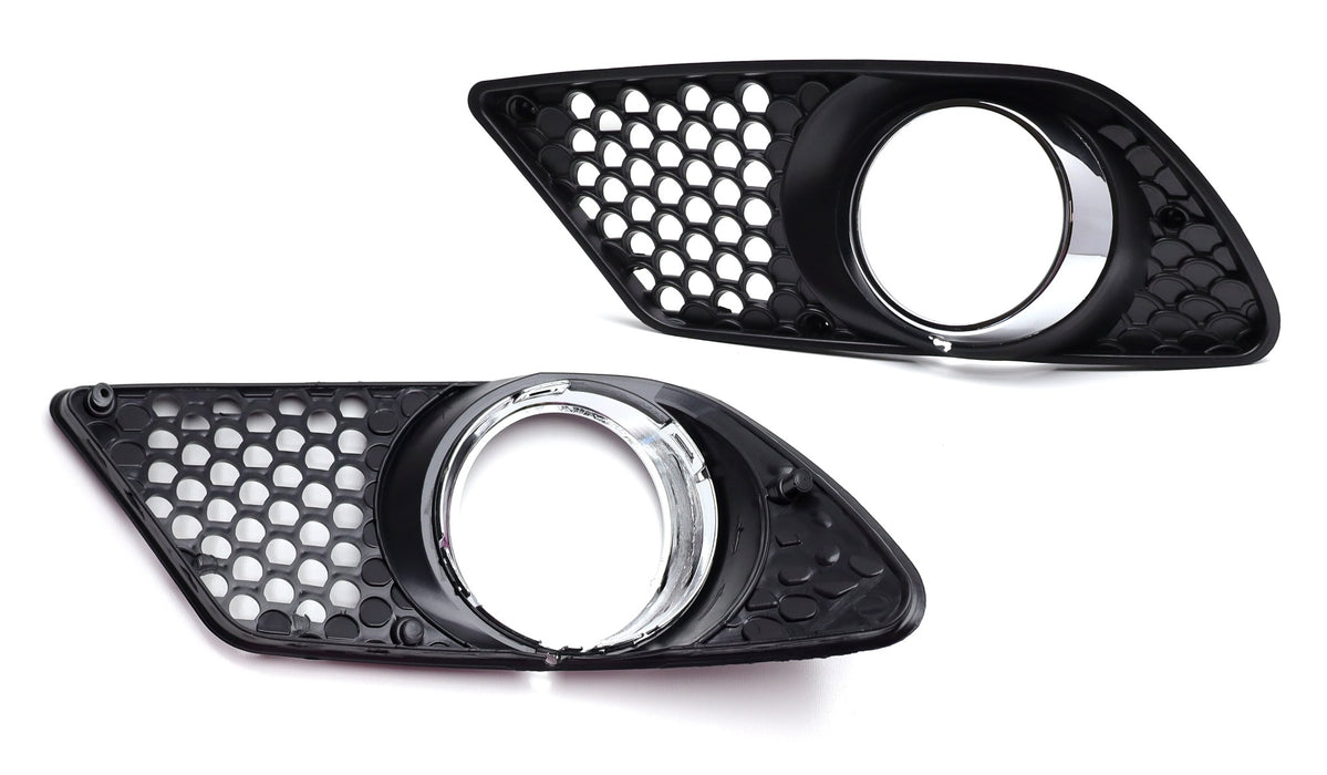 L/R Fog Lamp Bezel Covers w/Chrome Opening Trims For 08-10 Mercedes W204 C-Class