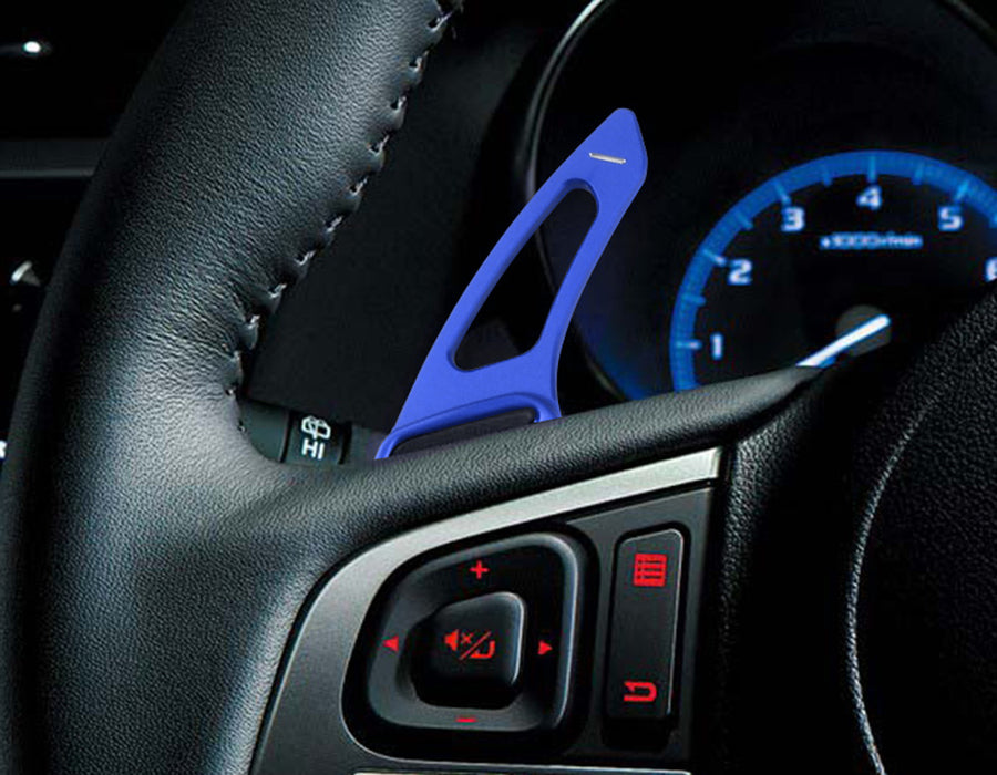 Blue Larger Steering Wheel Paddle Shifter Extensions For Subaru BRZ Impreza WRX