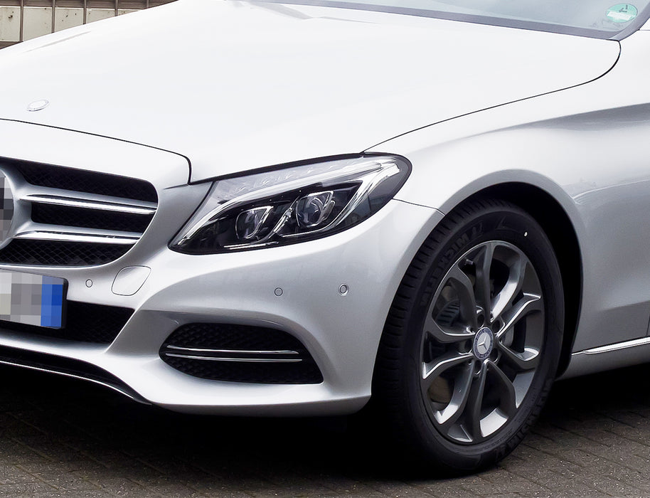 Black Finish w/Chrome Center Trim Fog Covers For  Mercedes 2015-18 W205 C-Class