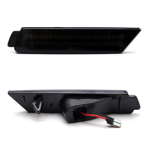 Smoke Lens Double-Row White Full LED Front Side Markers For 2010-15 Chevy Camaro