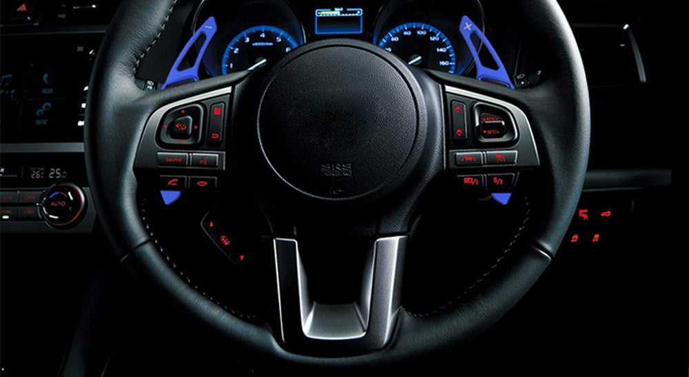 Blue Larger Steering Wheel Paddle Shifter Extensions For Subaru BRZ Impreza WRX