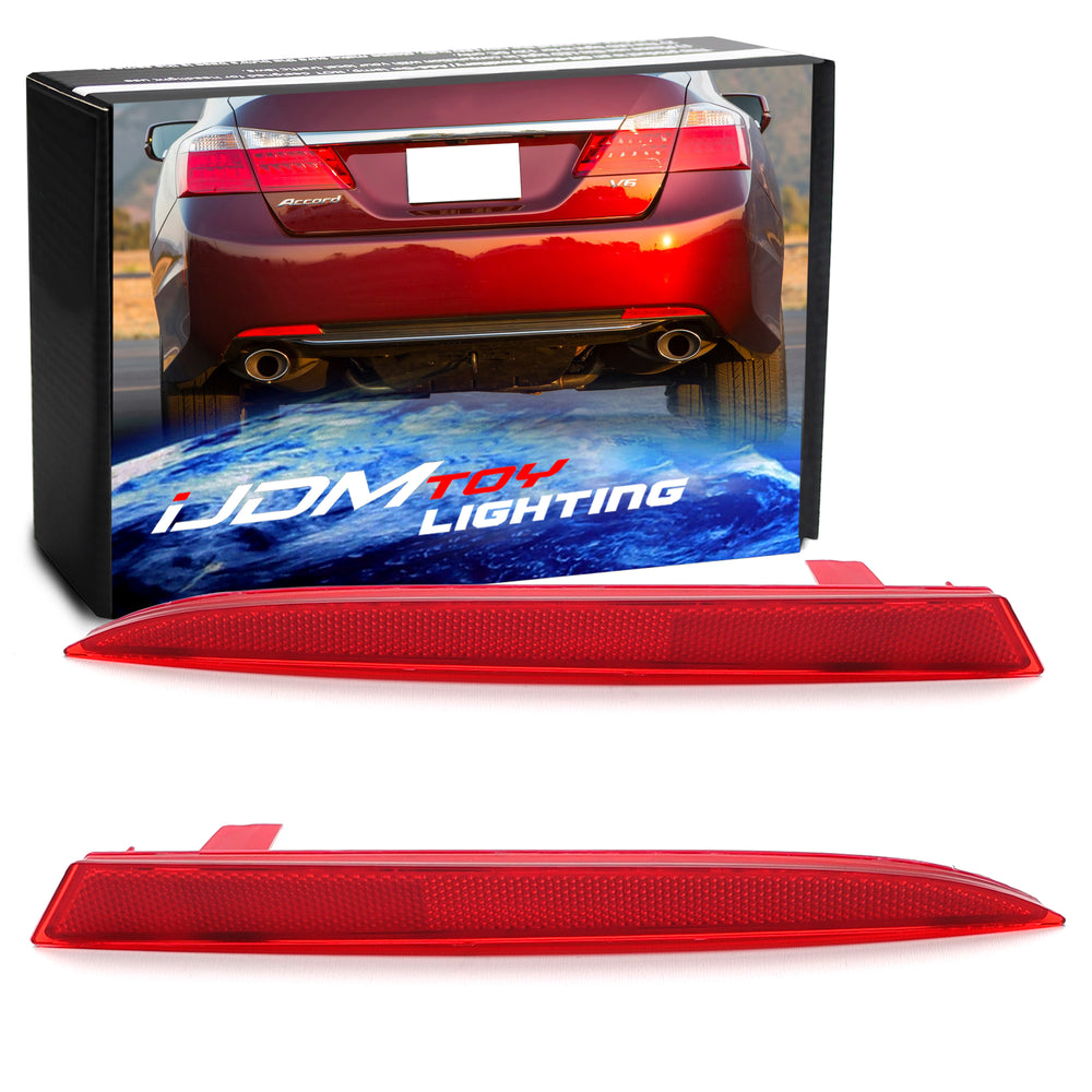 OE-Spec LH/RH Red Lens Rear Bumper Reflectors For 2013-2015 Honda Accord Sedan