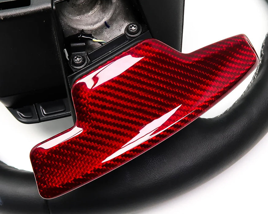 Gloss Red Real Carbon Fiber Paddle Shifter Replacements For 2020-up Corvette C8