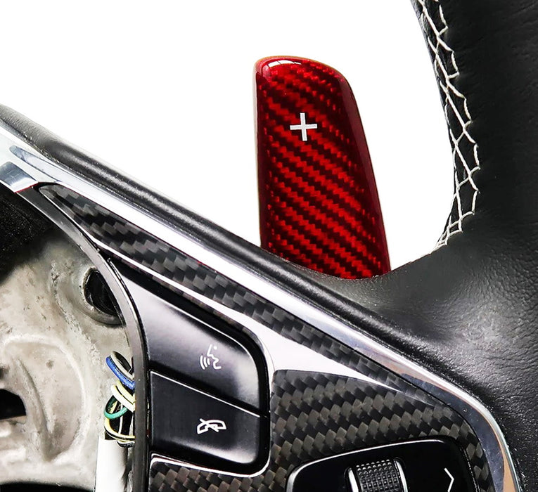 Gloss Red Real Carbon Fiber Paddle Shifter Replacements For 2020-up Corvette C8