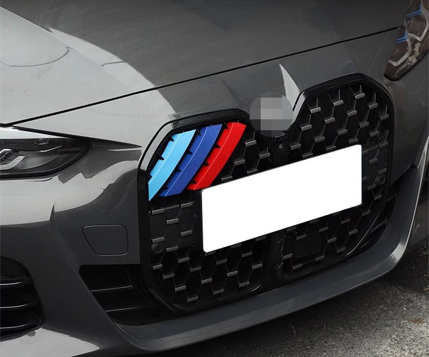 ///M-Color Stripe Diamond Shape Grille Insert Trims For 21+ BMW G22 G23 4 Series