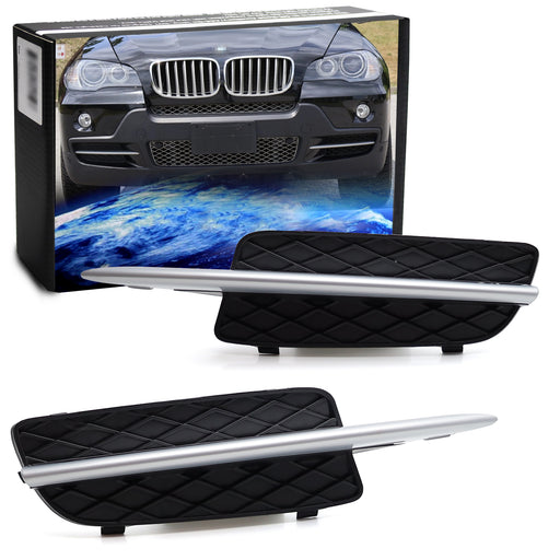 OE-Spec Lower Bumper Filler Grille Bezels w/ Silver Trims For BMW 2007-10 E70 X5