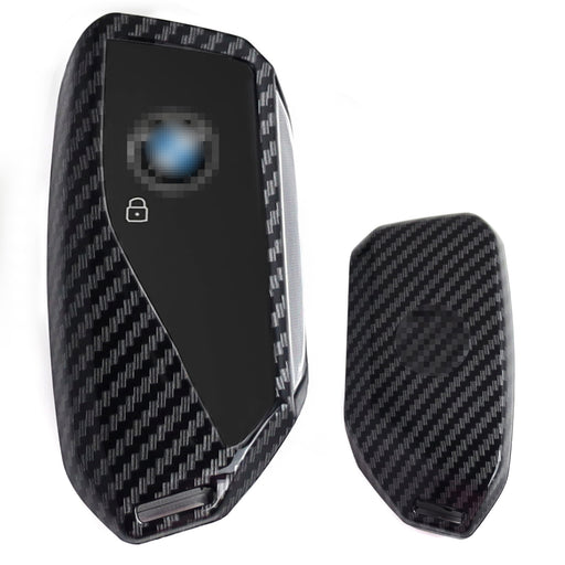 Black "Carbon Fiber" Hard Plastic Key Fob Case For 23+ BMW X5 X6 X7 iX i5 i7 5 7