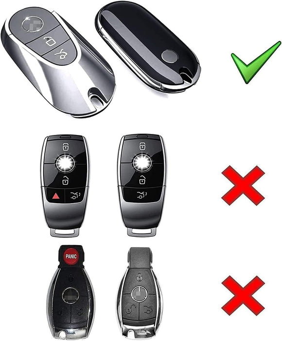 Black "Carbon" Key Fob Shell For Mercedes 22+ C E S EQS EQE Gen4 Oval Smart Key