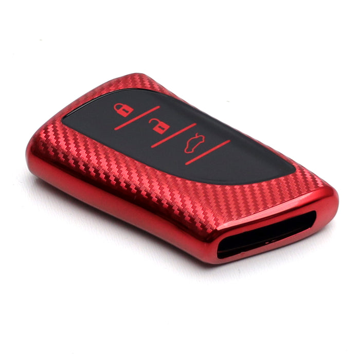 Red w/Carbon Fiber TPU Key Fob Protective Case For Lexus 18/19-up UX ES LS LC...