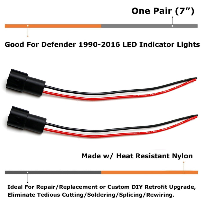 2 Pre-Wired 2-Pin Plug Adapters For Defender 2 3, NAS RDX Wipac LED Lamp Upgrade