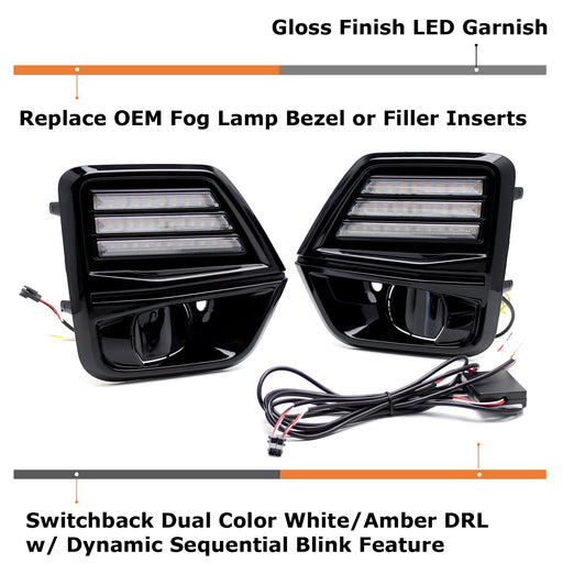 Fog Bezel Replacement White/Amber Switchback DRL Kit For 2023-up Chevy Colorado