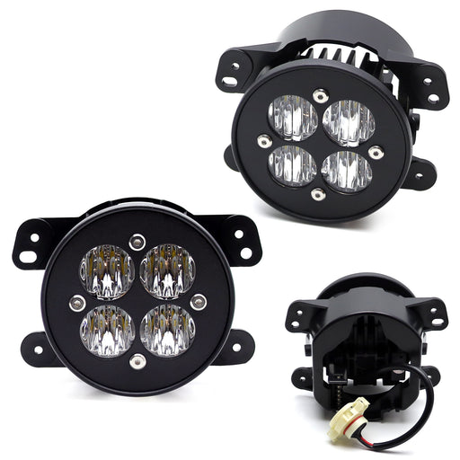 Clear Lens Cloverly 24W LED Wide Angle Flood Beam Fog Light Kit For Jeep Dodge