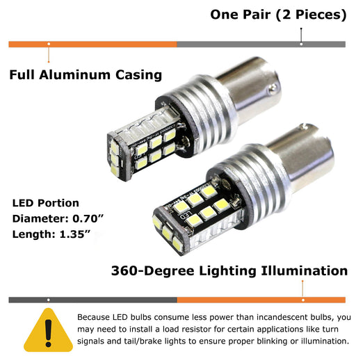 Xenon White 1156 BA15s LED Replacement Bulbs, Replace 7506 1141 1073 P21W 7527