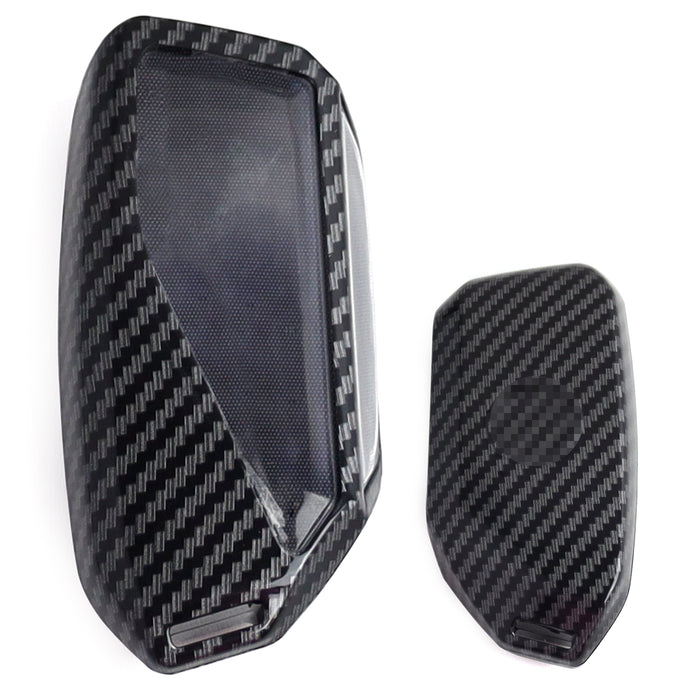 Black "Carbon Fiber" Hard Plastic Key Fob Case For 23+ BMW X5 X6 X7 iX i5 i7 5 7