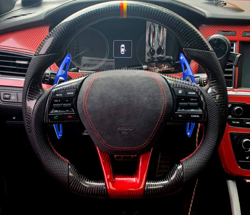 Blue KDM Steering Wheel Paddle Shifter Extension Cover For 15-19 Hyundai Sonata