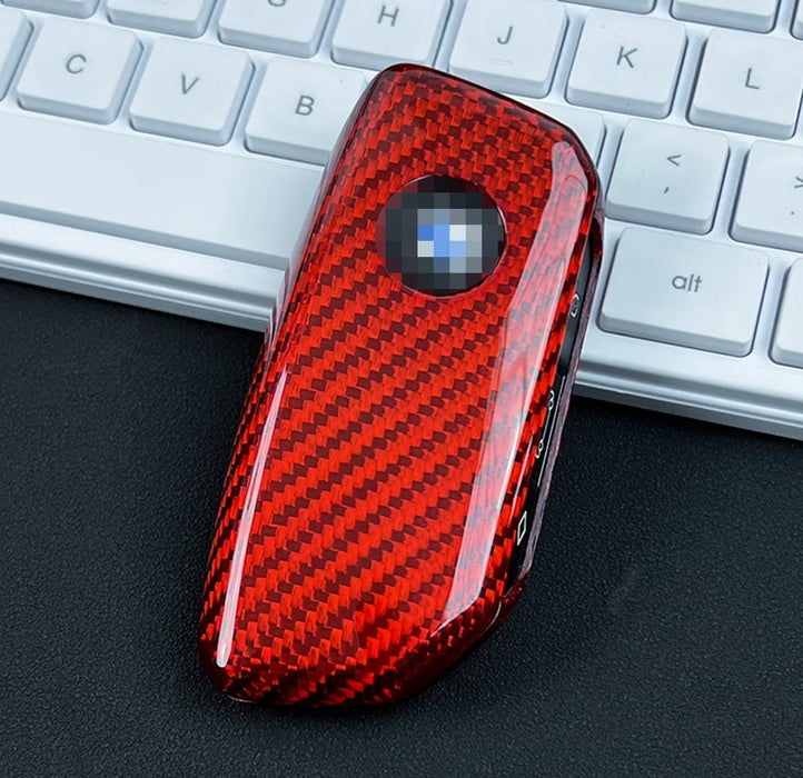 Real Red Carbon Fiber Key Fob Cover For BMW 2023-up X5 X6 X7 iX 5 7 Series i5 i7