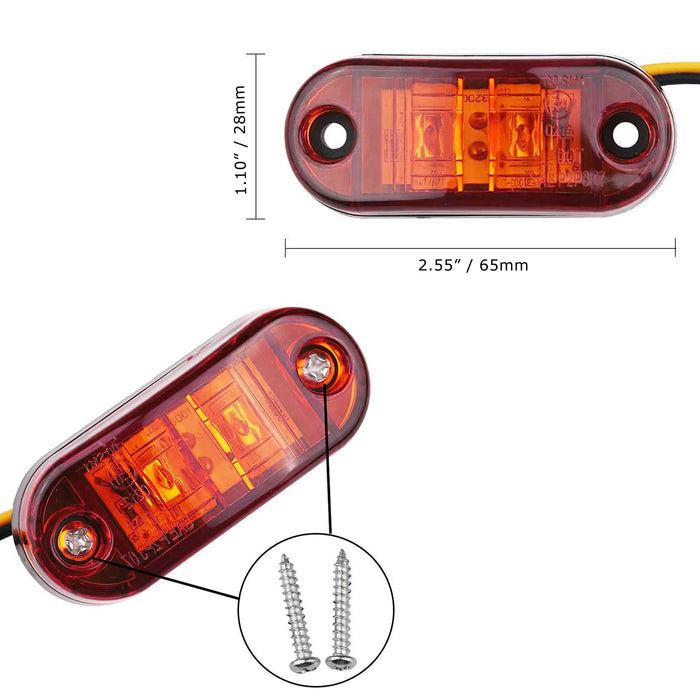 (2) Amber Addon LED Side Marker Lights For Jeep Wrangler Flat Style Fender Flare