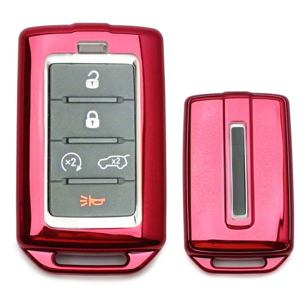 Red Full Coverage TPU Cover Case For Jeep 22+ Grand Cherokee, Wagoneer Key Fob