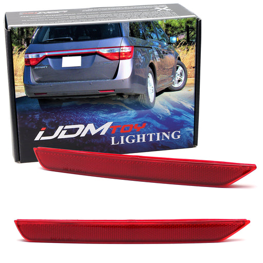 OE-Spec Red Lens Rear Bumper Reflector Replacements For Honda 2011-2017 Odyssey