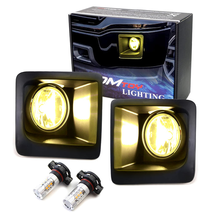 Clear Lens Yellow LED Fog Lights w/Bezel Cover, Wires For 14-15 GMC Sierra 1500