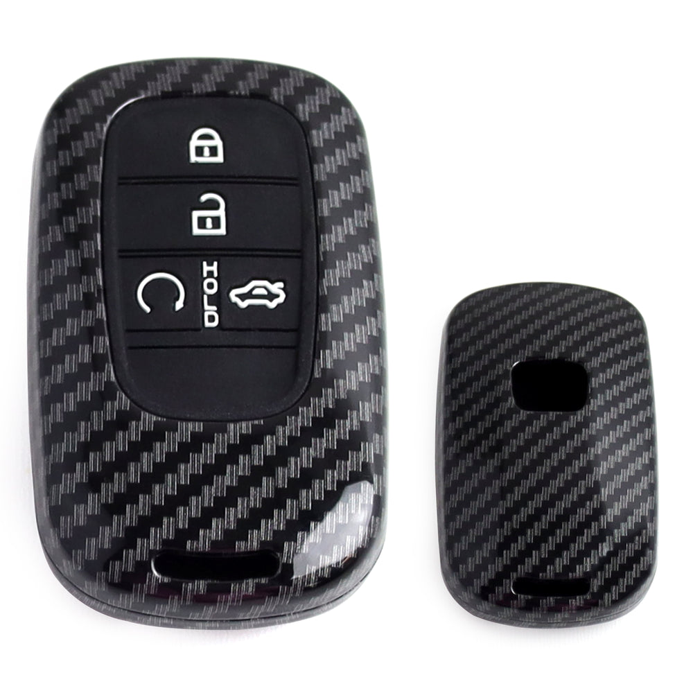 black carbon fiber pattern key fob shell case compatible with Honda Civic