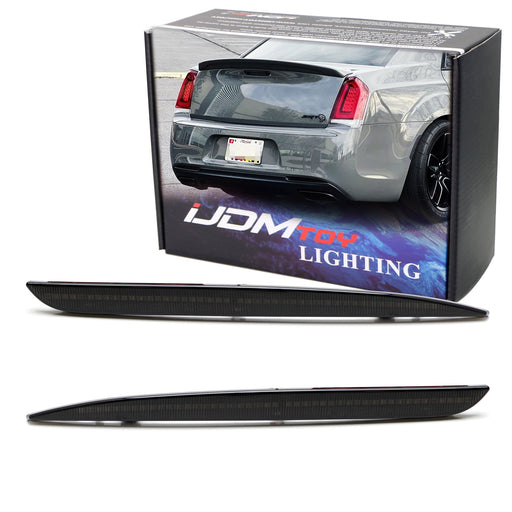 Black-Out Smoked Color Rear Bumper Reflector Lenses For 2015-23 Chrysler 300 LCI