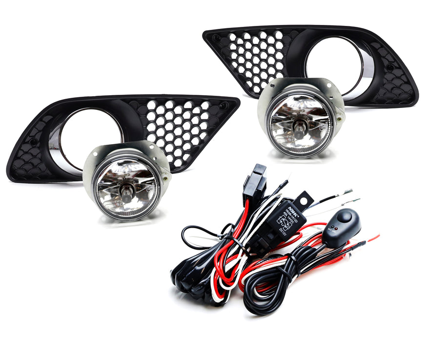 Clear Lens Fog Light Kit w/ Fog Bezels, Relay For Mercedes 2008-10 W204 C-Class