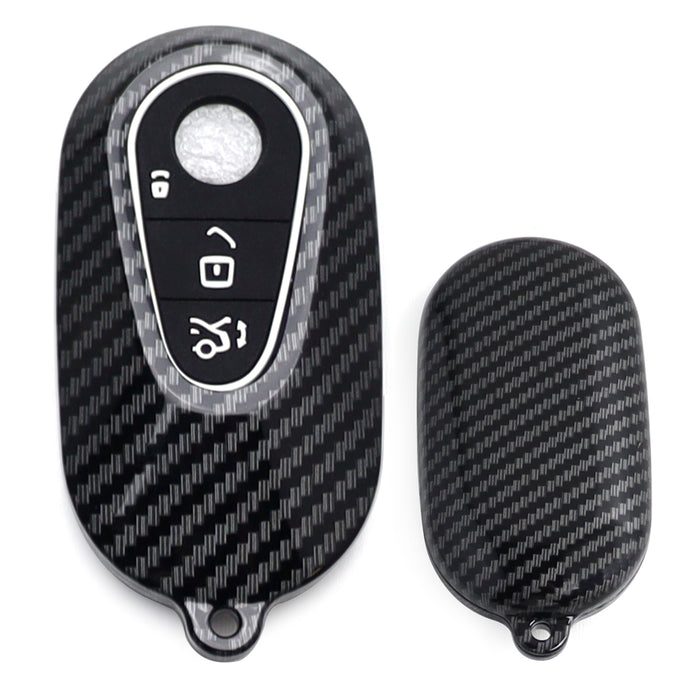 Black "Carbon" Key Fob Shell For Mercedes 22+ C E S EQS EQE Gen4 Oval Smart Key