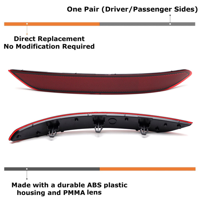 OE-Spec Red Lens Rear Bumper Reflector Replacements For Volkswagen 2019-21 Jetta