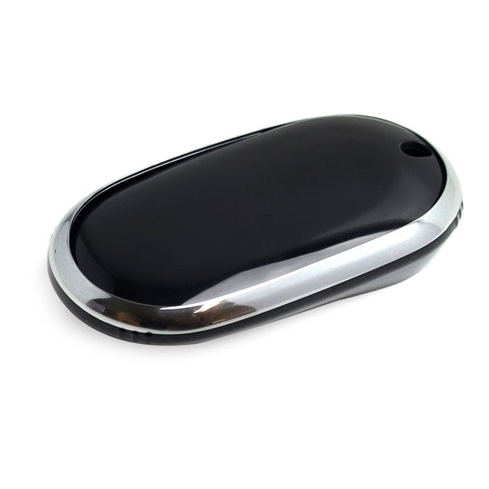 Black Metallic TPU Cover  w/ Chrome Trim For Mercedes 22-up Gen4 Oval Smart Key