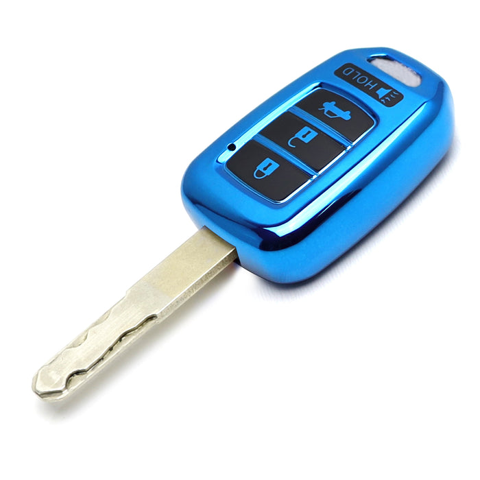 Blue TPU Key Fob Protective Case w/Face Panel Cover For 16-up Civic Accord HR-V