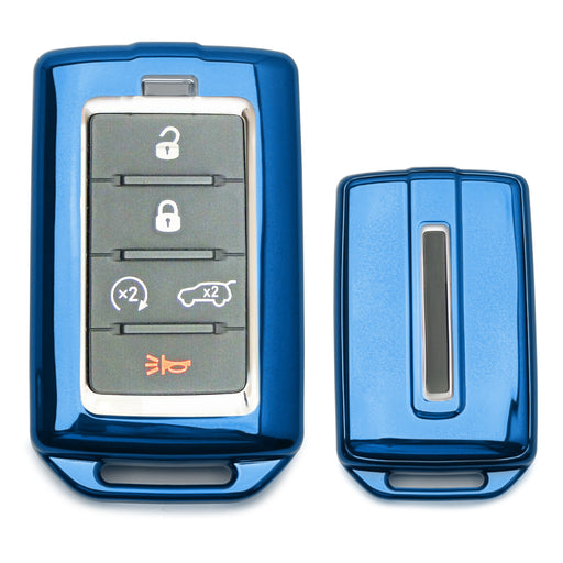 Blue Full Coverage TPU Cover Case For Jeep 22+ Grand Cherokee, Wagoneer Key Fob