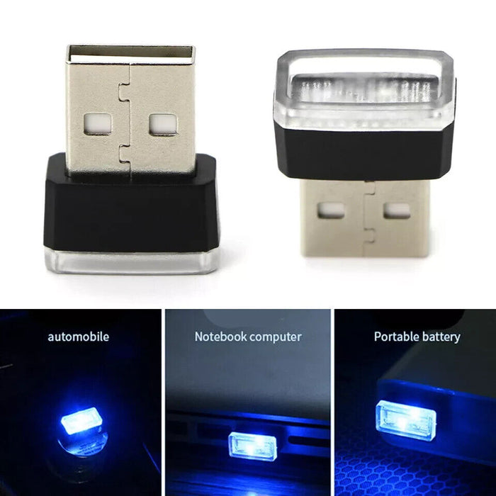 10 pcs Blue USB Plug-In Miniature LED Car Interior Ambient Lighting Kit