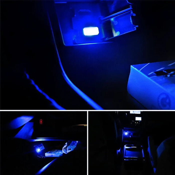 10 pcs Blue USB Plug-In Miniature LED Car Interior Ambient Lighting Kit