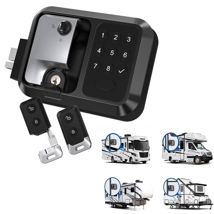 RV Keyless Entry Door Lock, 0 to 9 Password Keypad Camper Door Lock + Remote Fob