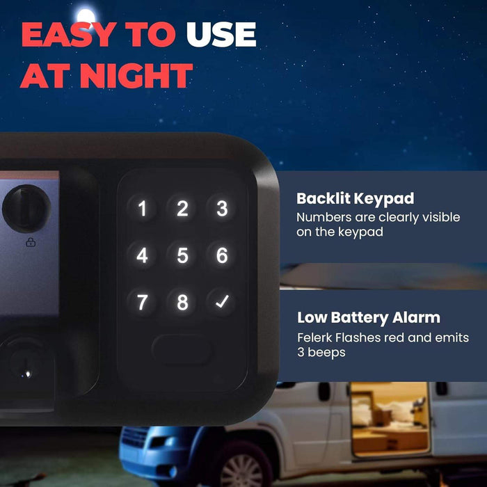 RV Keyless Entry Door Lock, 0 to 9 Password Keypad Camper Door Lock + Remote Fob