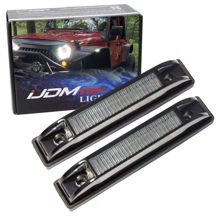 Smoked 6-LED White Fender Flare Side Marker Lamps For Jeep Wrangler TJ JK and JL