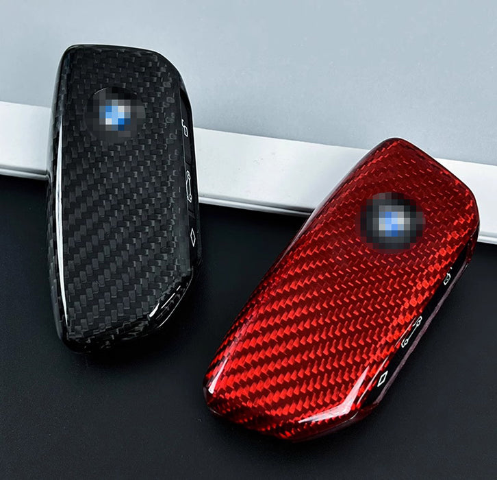 Real Red Carbon Fiber Key Fob Cover For BMW 2023-up X5 X6 X7 iX 5 7 Series i5 i7