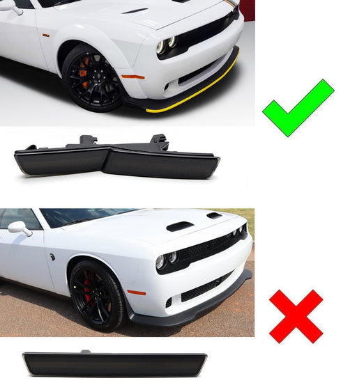 Smoke Lens Amber/Red Full LED Side Markers For 2015-22 Dodge Challenger Widebody